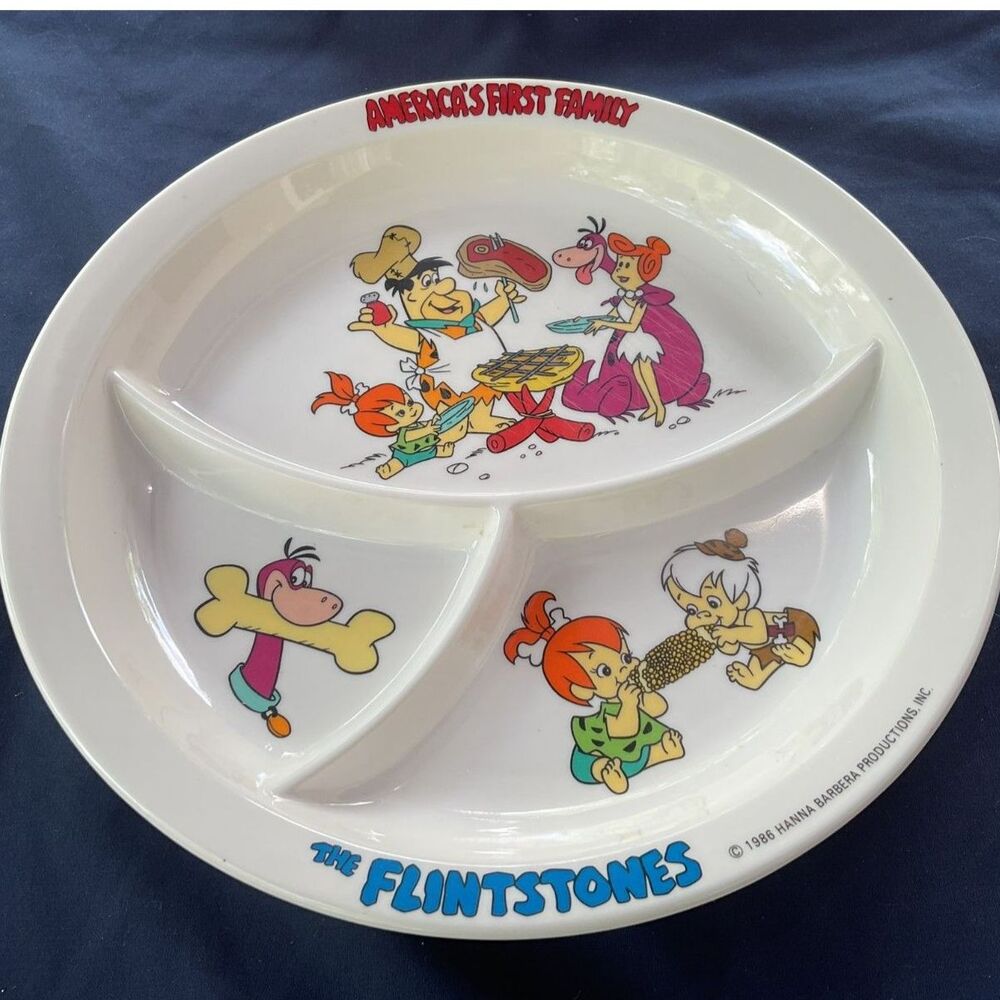 Vintage 1986 Flintstones Divided Plate